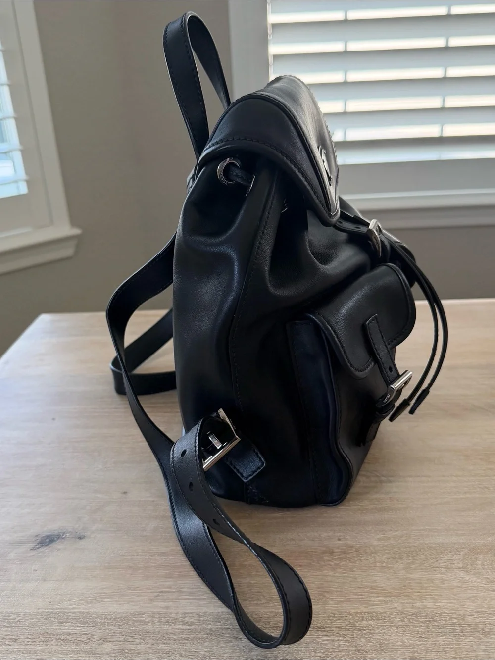 Prada Black Leather Backpack
